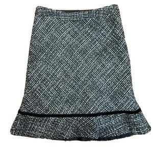 GAP Black White Tweed Wool Blend Side Zip Straight Pencil Skirt Womens Size 2